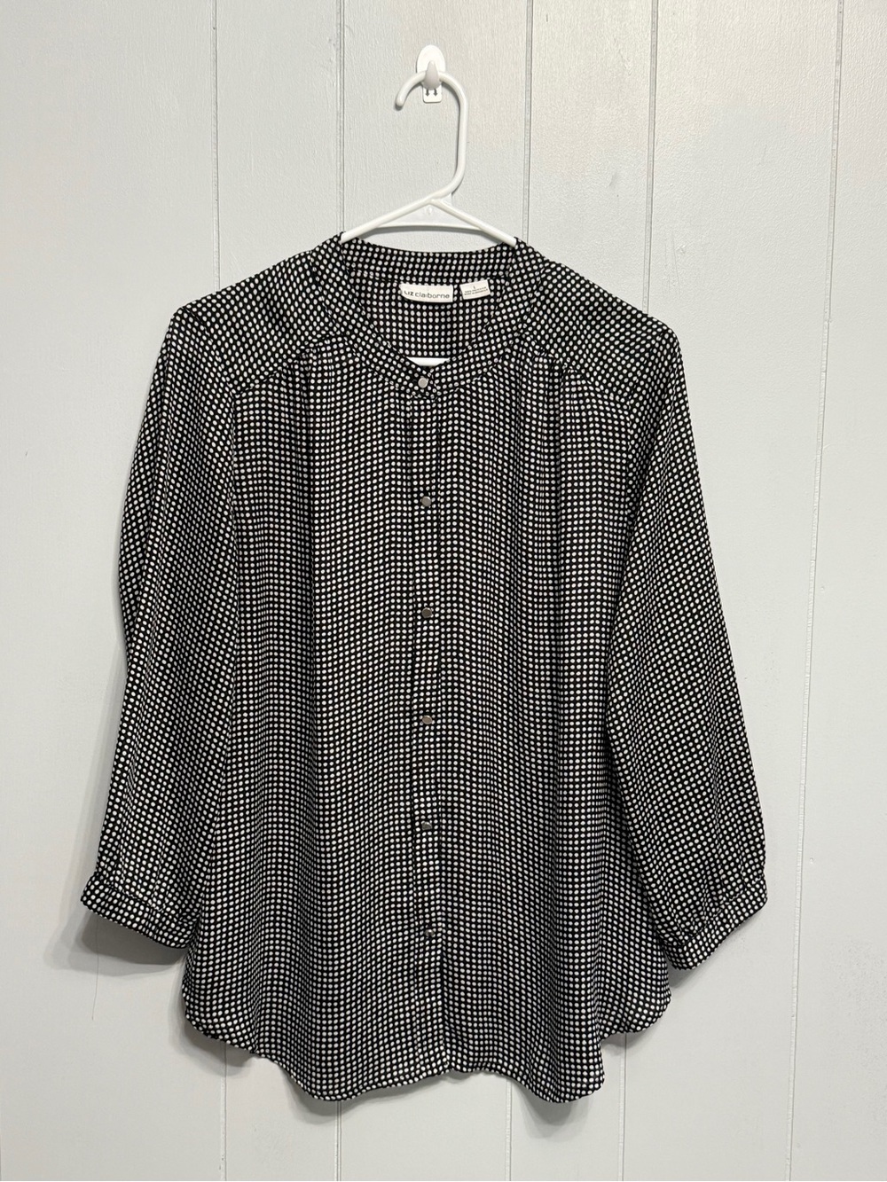 #19) Liz Claiborne Black and White Polka Dot Blouse